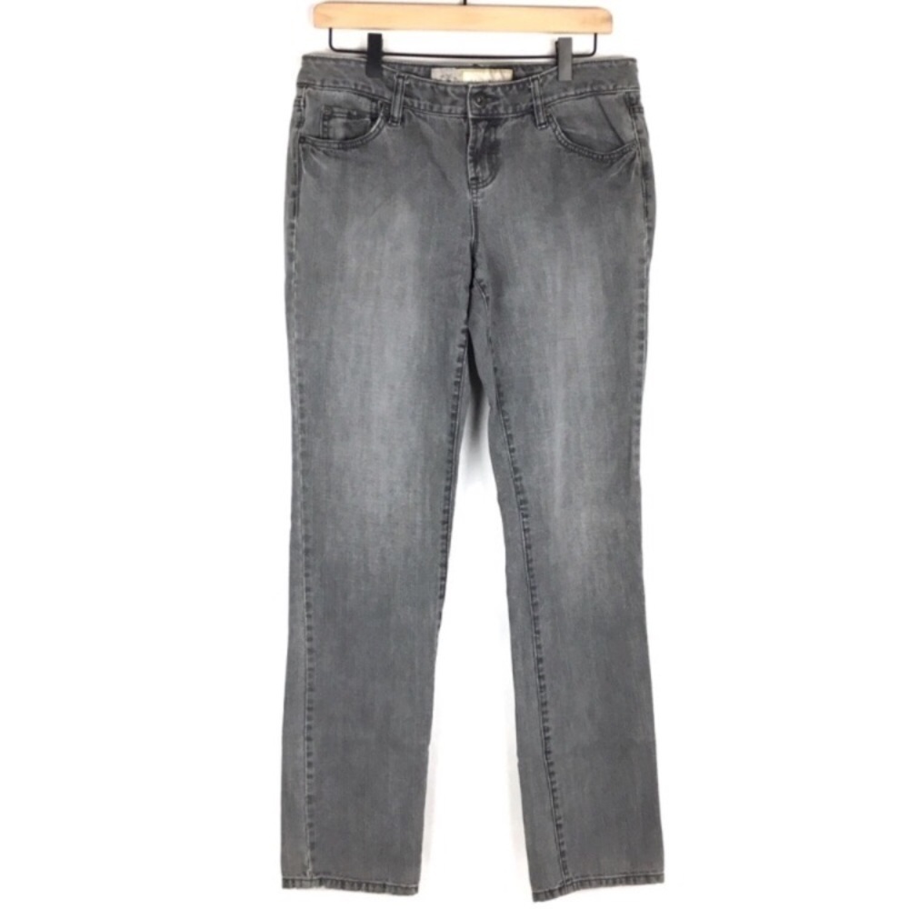 LOFT Jeans Skinny Fit Distressed Grey Charcoal Wash 100% Cotton Denim Size 8